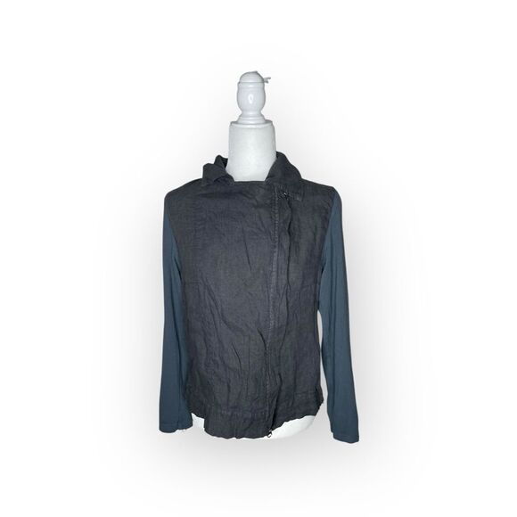 FLAX Asymmetrical Zip Hooded Sweatshirt Jacket - Picture 2 of 9